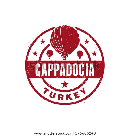 Cappadocia Turkey Air Ballon Stamp Logo