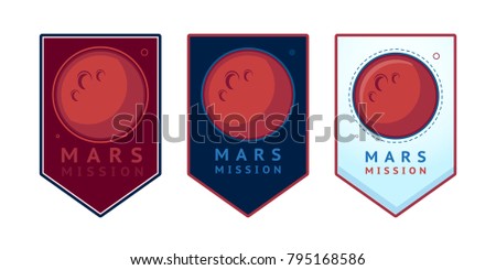 Mission to Mars logo collection. Vector icon set travel to the red planet