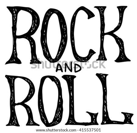 Hand Draw Sketch Rock And Roll Illustration. Rock And Roll Tattoo Print ...