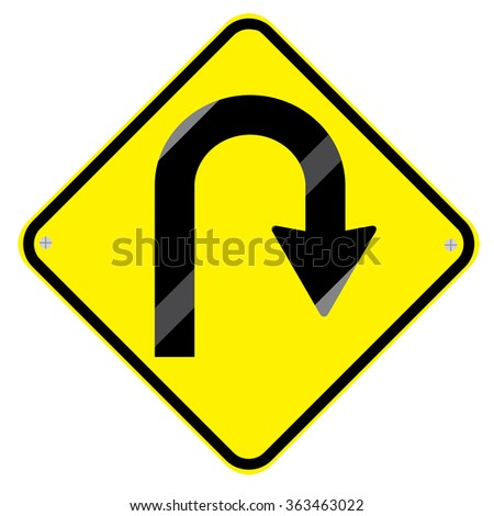 Traffic Sign . U Turn Right Stock Vector Illustration 363463022 ...