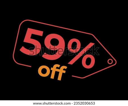 59% off. %off. Sale and discount labels. Discount price icon. %Off. percent sales. Vector Illustration. Image for sale, image for promotion.