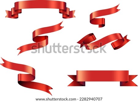 Set of decorative red ribbon banners isolated on white, Red Bow With Ribbons Set, With Gradient Mesh, Vector Illustration, Vector red ribbons.Ribbon banner set,Ribbon banner set. Red ribbons, Vector.