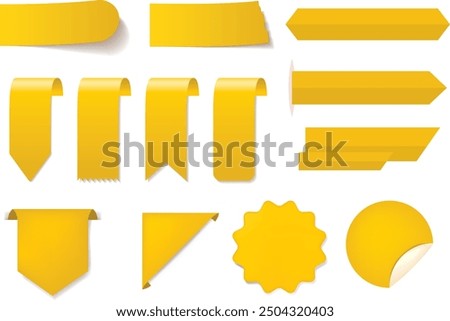 Set of banner elements, discount tag collection, special offer. Modern yellow and red sale website stickers on a white  abstract background, color web page design, Vector empty price tags, yellow sale