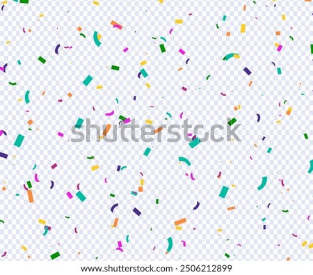 Vector confetti png. Multi-colored tinsel, confetti fall from the sky on a transparent background. Multicolored confetti png. holiday, birthday, Multicolored confetti png. holiday, birthday.