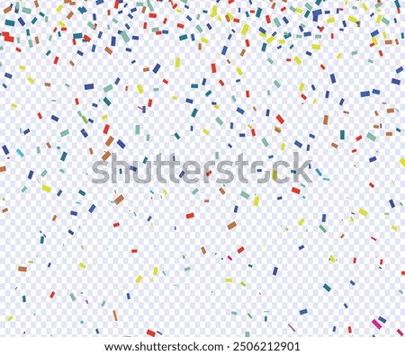 Vector confetti png. Multi-colored tinsel, confetti fall from the sky on a transparent background. Multicolored confetti png. holiday, birthday, Multicolored confetti png. holiday, birthday.