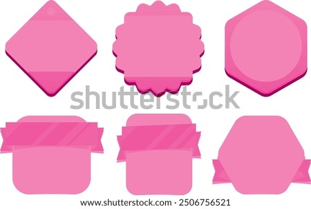 Set of pink price tags with shadow, New tag pink ribbon and banner vector. Pink ribbon, Tag and label. Promotion sale decoration satin style, Best choice, order now, special offer, free delivery.