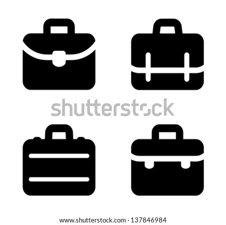 Four variants of briefcase icon