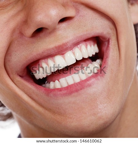 Closeup Shot Of Awesome Healthy Teeth Over White Background Stock Photo ...