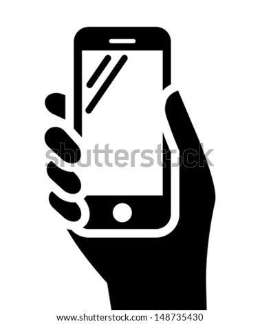 Mobile phone in hand icon