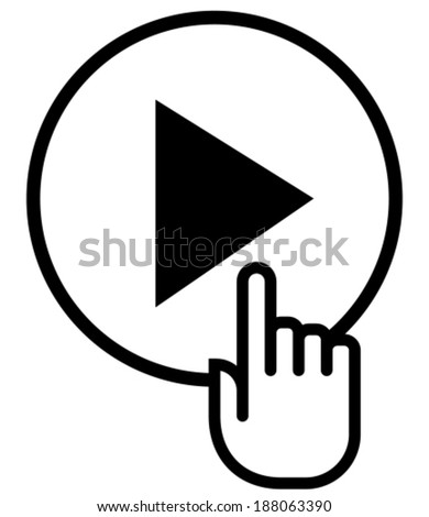 Hand on play vector icon