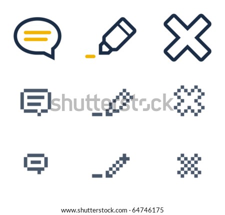 Comment, edit and delete icons. Icons are aligned to pixel grid. This means that the images are prepared for use in small-sizes. Specially for the Web.