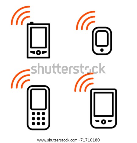 Mobile phone set. Icons are aligned according to the pixel grid. It means that the images are prepared to use in small-sizes. It's specifically for the Web.