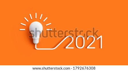 2021 Creativity and inspiration ideas concepts with lightbulb on pastel color background.Business solution
 Foto d'archivio © 