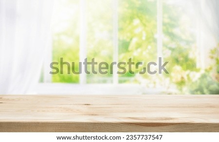 Similar – Image, Stock Photo Spaces | empty tables and benches on a meadow in the beer garden with distance in Corona times