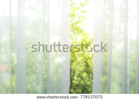 Image, Stock Photo Window view with curtain