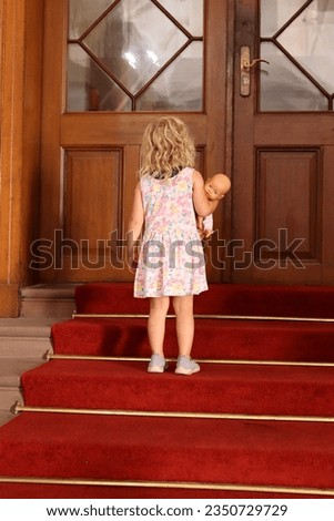 Similar – Image, Stock Photo Little girl covering face with big branch