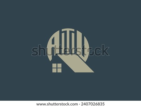 Real Estate Letter ATU Monogram Vector Logo.Home Or Building Shape ATU Logo