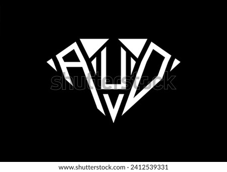Modern letter A U O diamond shape logo And initial monogram A U O letter logo vector template