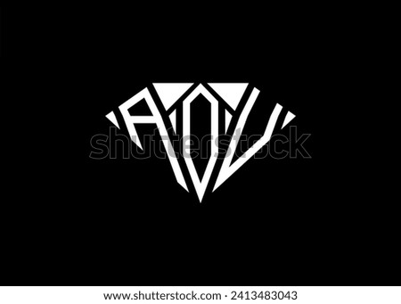 Modern letter A O U diamond shape logo And initial monogram A O U letter logo vector template