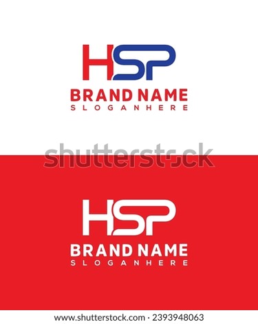 HSP Initial Letter Logo Design with Red and Blue Colors
