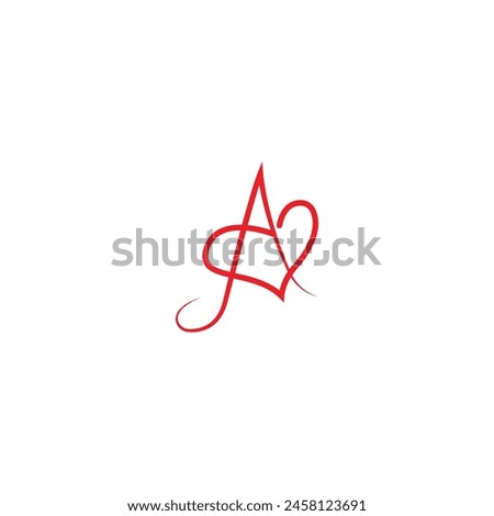 Letter A And Heart Shape Logo. Vector Letter A And Heart Shape Design minimalist logo Letter A And Heart Shape icon EPS File