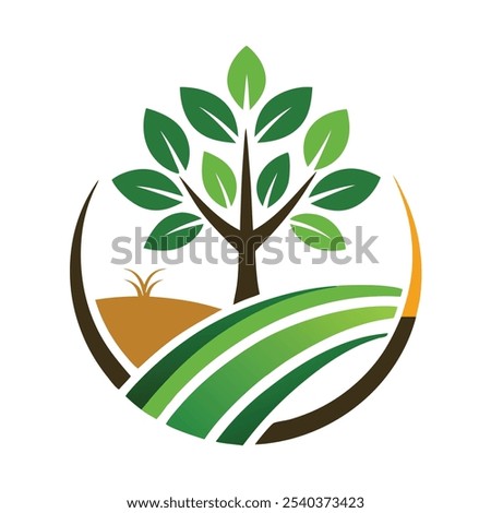 A Natural Agro Farm Project Logo Icon Illustration designed with sustainable tree, leaf icon