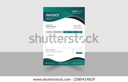 Modern, Creative and Minimal Corporate Business Invoice template  design. vector illustration bill form invoice. 