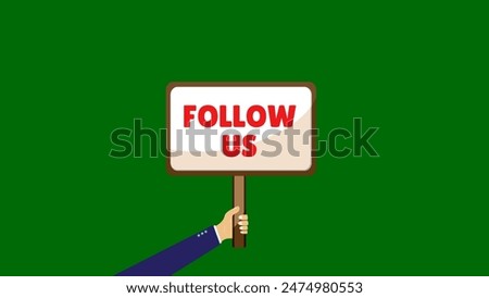 Hand with follow us sign. Best for graphic design materials.