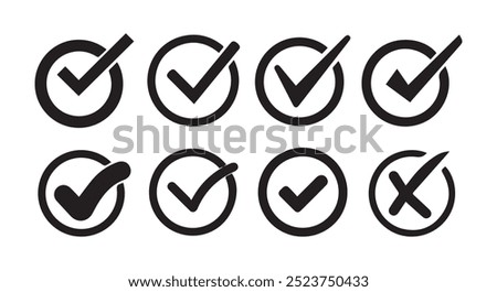 checkmark vector, checkmark icon set, approved symbol, checked checkbox mark, checkmark set,.Vector Illustration EPS 10