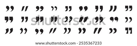 Set of quote mark, quotes icon vector sign design.Set of quote mark icons isolated on white background.Vector Illustration