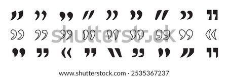 Set of quote mark, quotes icon vector sign design.Set of quote mark icons isolated on white background.Vector Illustration