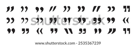 Set of quote mark, quotes icon vector sign design.Set of quote mark icons isolated on white background.Vector Illustration