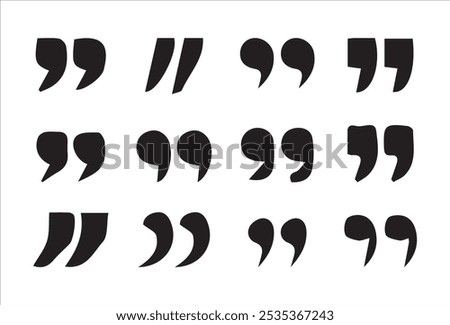 Set of quote mark, quotes icon vector sign design.Set of quote mark icons isolated on white background.Vector Illustration