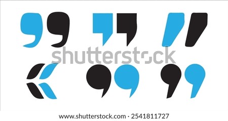 Colorful Quotes Icon Set.Quotemarks outline, speech marks, inverted commas or talking marks collection.Vector Illustration EPS 10