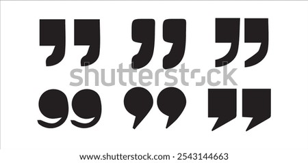 Set of quote mark icons isolated on white background.Black quotes icon collection.