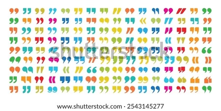 quotation marks colorful isolated vector icon set.online message bubble chat icon set online communication social discussion vector illustration eps 10