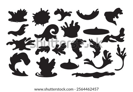 Water plus vector black color.Water drops, black sea ocean waves stencil. Liquid elements, cry droplet icons vector set.Illustration EPS 10