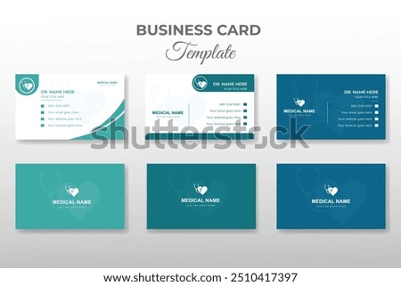 Unique medical healthcare set business card collection template