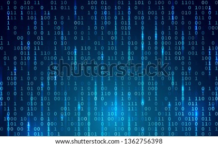Blue digital background. Random binary code