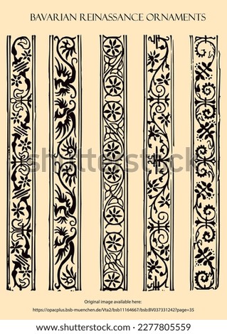 Set of four Bavarian Renaissance Ornaments. Vectorized patterns.