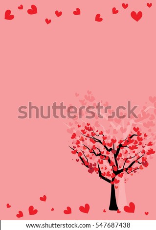 verticle valentine card-red heart tree