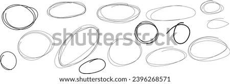 Set of circular scribbles doodle black line hand drawn element illustration. Vector collection of hand drawn line circles with editable stroke
