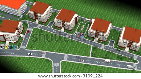 aerial view of residence buildings