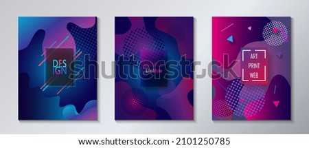 Set of Abstract navy blue gradient cover background modern design High technology ultraviolet wallpaper Dynamic motion Fluid 2022 lines geometric elements, qatar posters set template soccer Vector Imagine de stoc © 