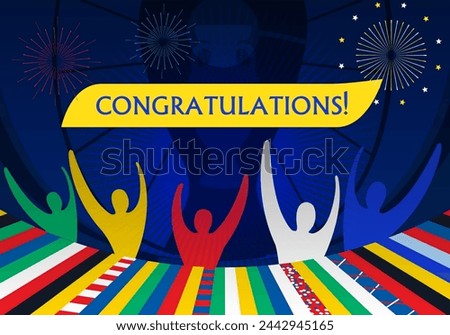 Soccer European championship. 2024 Abstract Congratulations background soccer pattern Football Poster Europe Champion League award cup, Soccer ball Winner world WIN Euro Finale Game competition fire