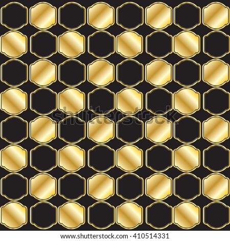 Abstract Gold Honeycomb on black background. Luxury Hexagonal cell texture. Vector illustration. Vintage style