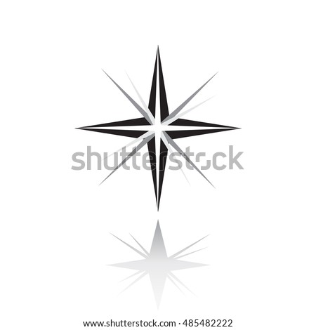 Star icon 2021. Northern Star with shadow. Christmas Star on white background. Vector Polaris. Sparkle lights stars. Polar Star label rays explosion vector, Morning starry symbol Inspiring Space sign