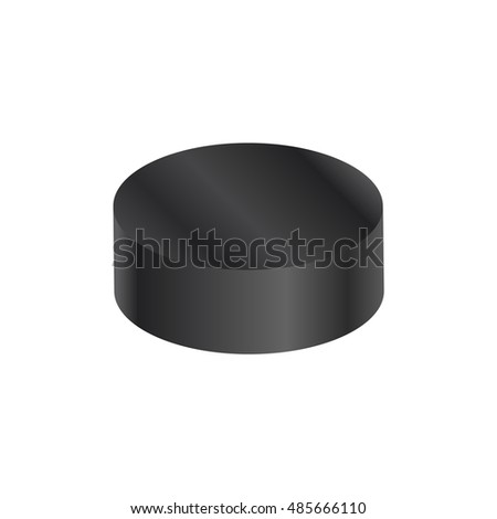 Hockey puck on white background. Ice Hockey game puck Black puck isolated. 2023 Ice Hockey World Cup Championships hockey puck. Winter game Pack symbol Vector League Europe 2022 3d icon label web logo