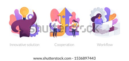 Effective work icons set. Creative ideas generation, team building, productivity management. Innovative solution, cooperation, workflow metaphors. Vector isolated concept metaphor illustrations Foto d'archivio © 