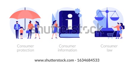 Customer rights and responsibilities. Buyer seller relationship regulations. Consumer protection, consumer information, consumer law metaphors. Vector isolated concept metaphor illustrations.